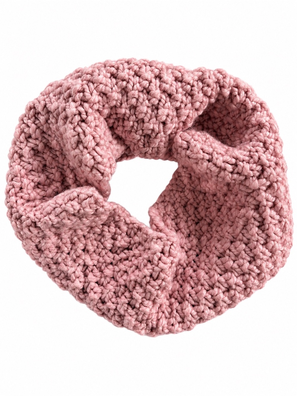 Chunky Crochet Infinity Scarf in Dusty Pink